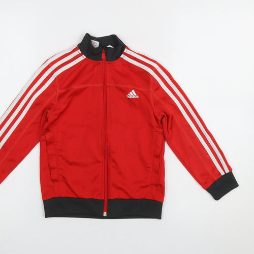 Adidas Boys Red Full Zip Sweatshirt 6-7 Years Sports Jacket