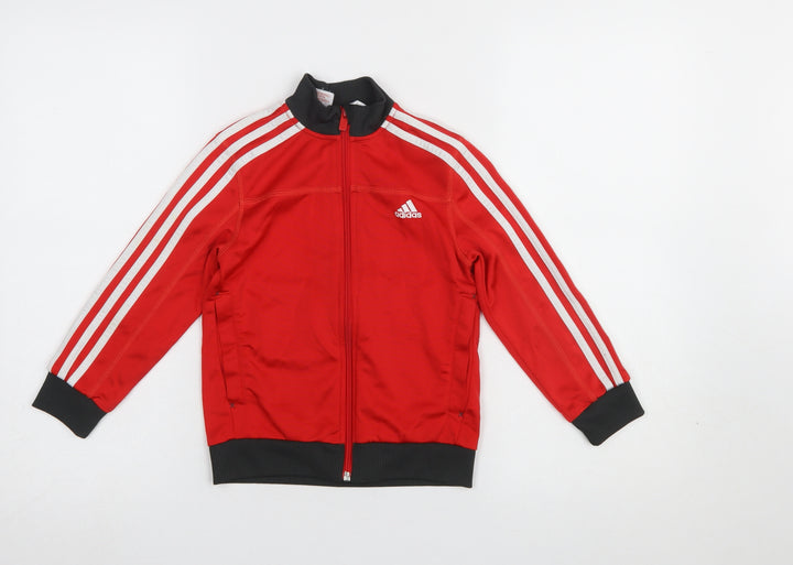 Adidas Boys Red Full Zip Sweatshirt 6-7 Years Sports Jacket