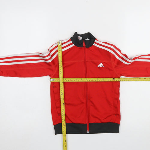 Adidas Boys Red Full Zip Sweatshirt 6-7 Years Sports Jacket