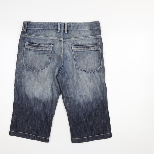 White Label Men's Blue Denim Chino Shorts Size 32 Casual Regular Fit