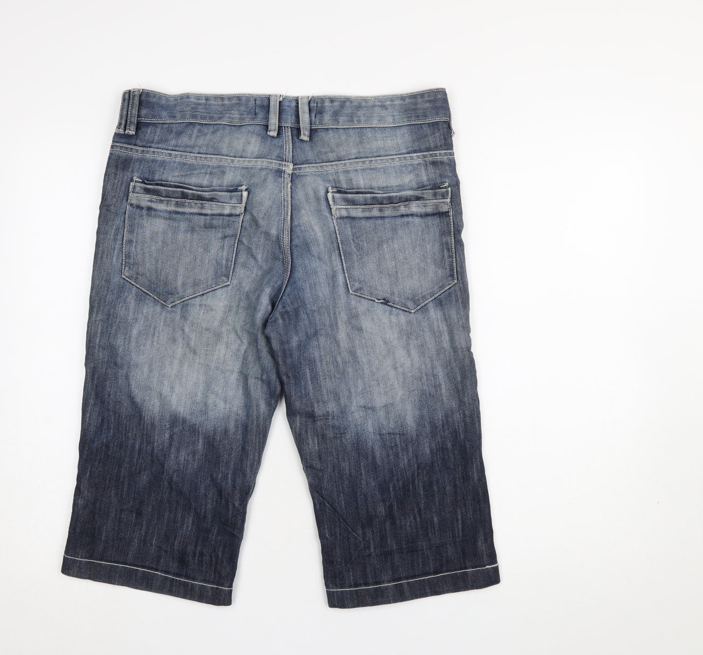 White Label Men's Blue Denim Chino Shorts Size 32 Casual Regular Fit