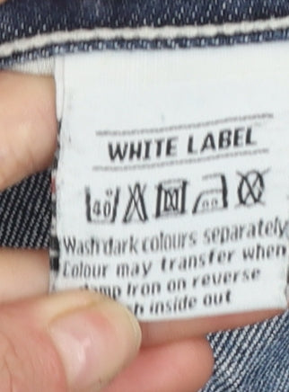 White Label Men's Blue Denim Chino Shorts Size 32 Casual Regular Fit
