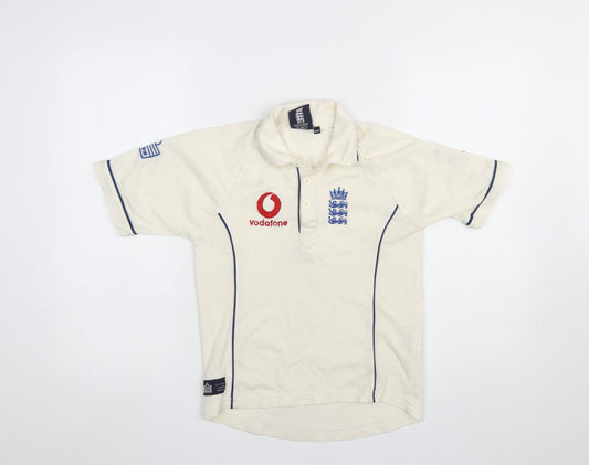 Admiral Boys Ivory England Cricket Polo Shirt 9-10 Years Short Sleeve Sports Top