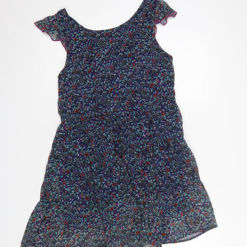 Band of Gypsies Women's Multicoloured Floral Fit & Flare Short Dress S