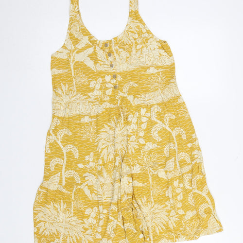 Next Women Yellow Floral Viscose Sleeveless Summer Dress Size 10