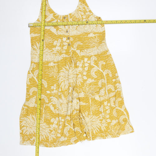 Next Women Yellow Floral Viscose Sleeveless Summer Dress Size 10