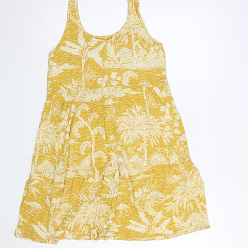 Next Women Yellow Floral Viscose Sleeveless Summer Dress Size 10