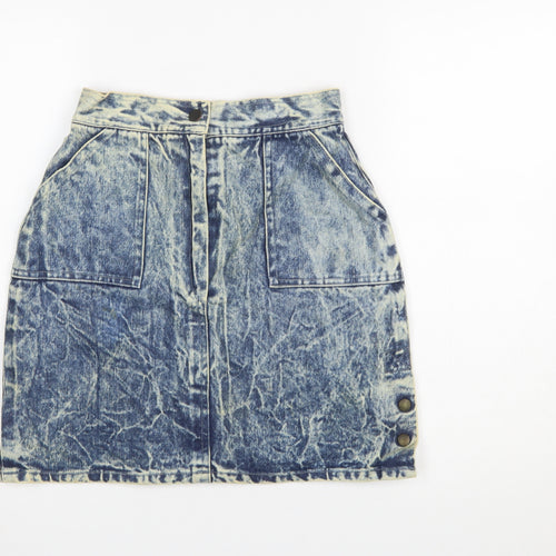 Pervie London Girls Blue Acid Wash Denim Skirt Size 14Y Knee Length