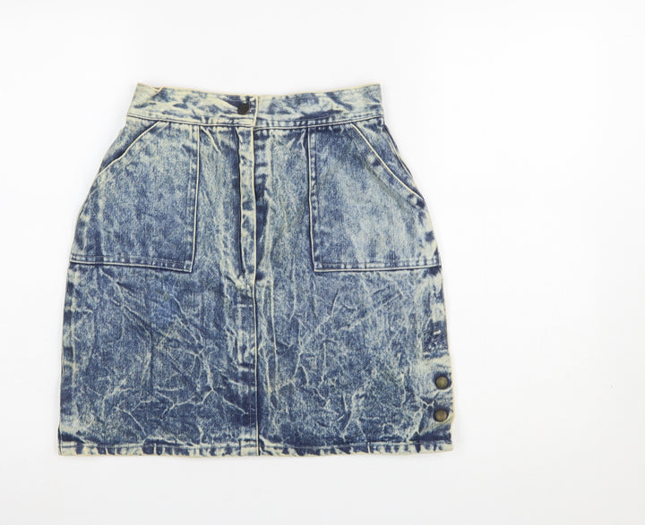 Pervie London Girls Blue Acid Wash Denim Skirt Size 14Y Knee Length