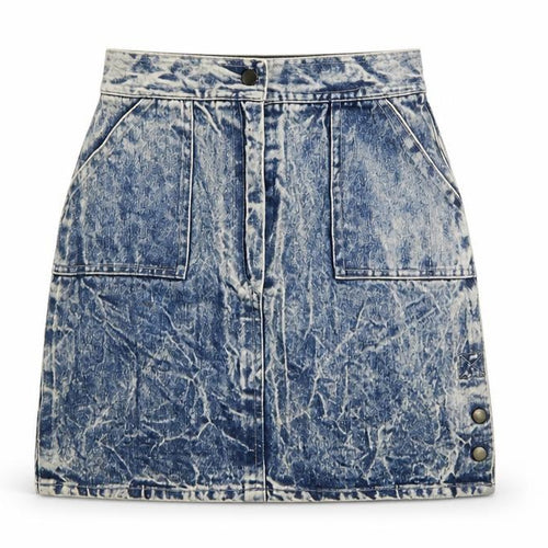 Pervie London Girls Blue Acid Wash Denim Skirt Size 14Y Knee Length