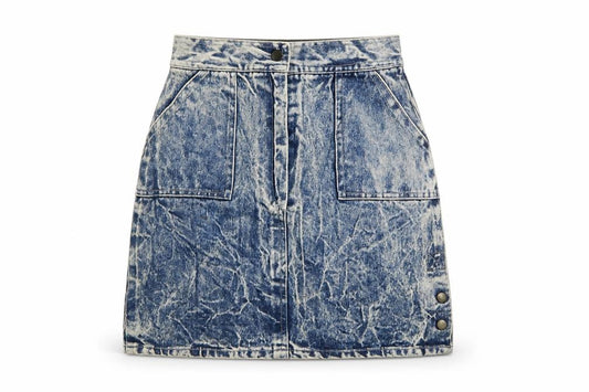 Pervie London Girls Blue Acid Wash Denim Skirt Size 14Y Knee Length