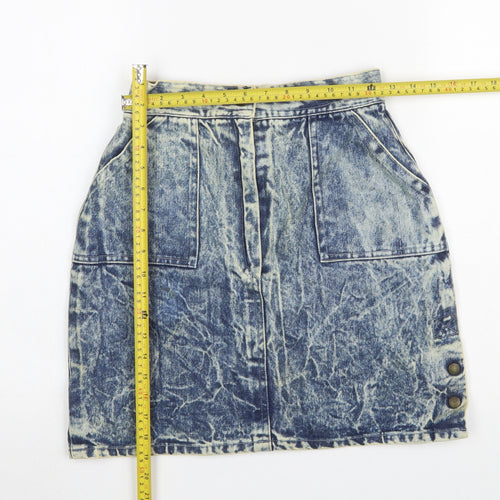 Pervie London Girls Blue Acid Wash Denim Skirt Size 14Y Knee Length
