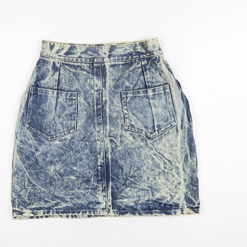 Pervie London Girls Blue Acid Wash Denim Skirt Size 14Y Knee Length