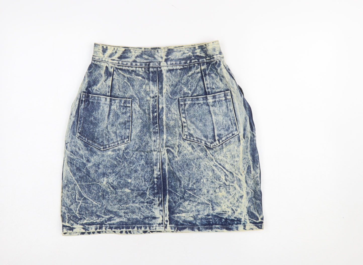 Pervie London Girls Blue Acid Wash Denim Skirt Size 14Y Knee Length