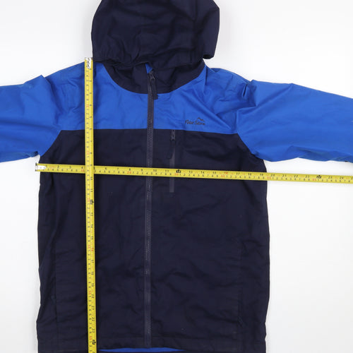 Peter Storm Boys Blue Hooded Waterproof Rain Coat Jacket Size 13 Years