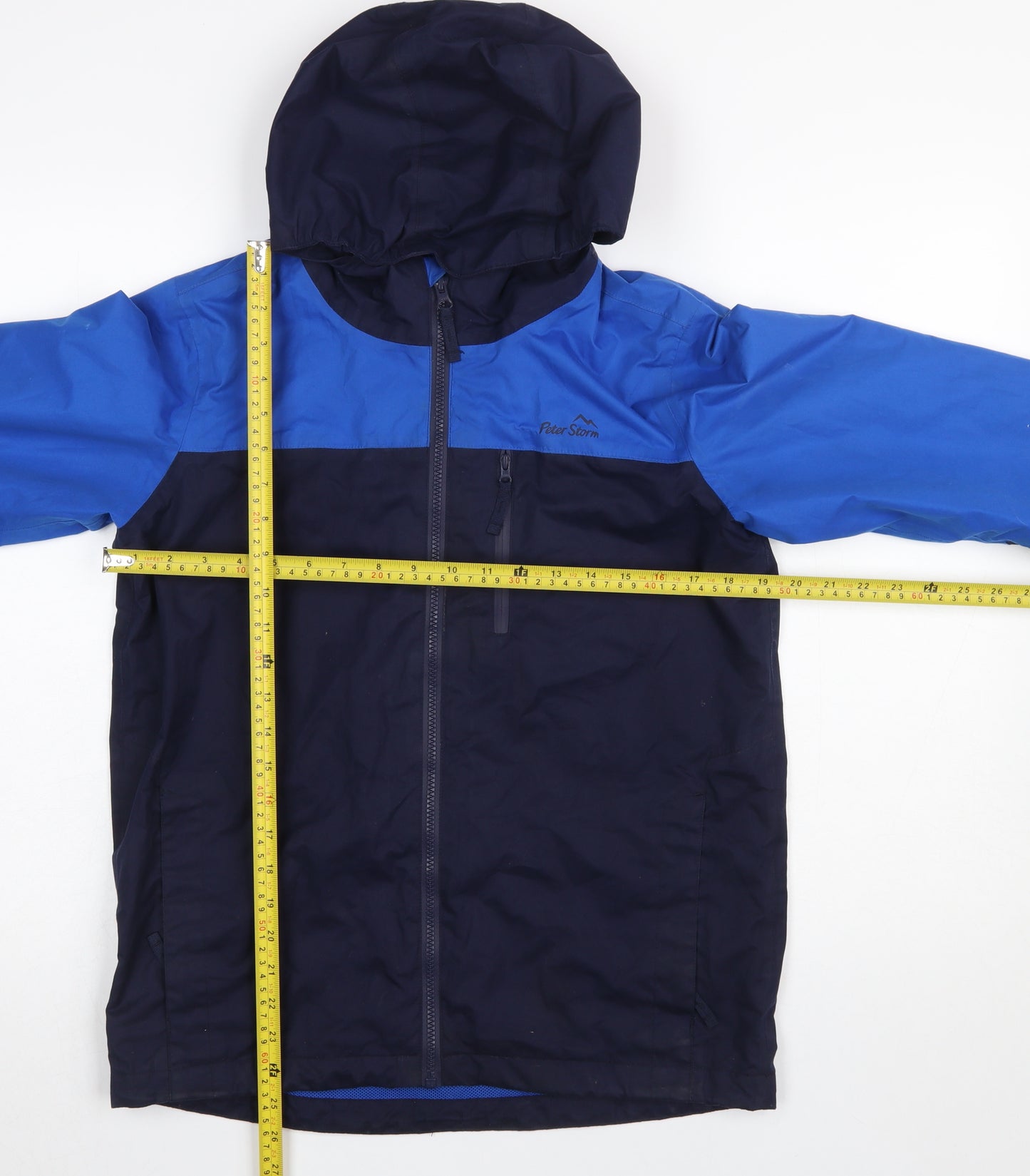 Peter Storm Boys Blue Hooded Waterproof Rain Coat Jacket Size 13 Years
