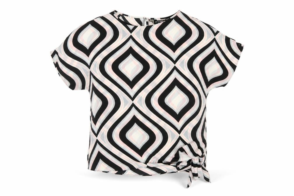 Front view of Principles by Ben de Lisi women’s multicoloured, size UK 14, geometric tunic blouse