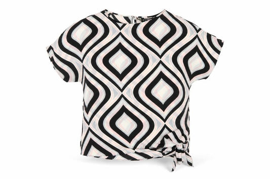 Front view of Principles by Ben de Lisi women’s multicoloured, size UK 14, geometric tunic blouse