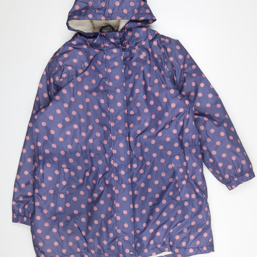 Cotton Traders Womens Blue Polka Dot Waterproof Rain Coat Size 18