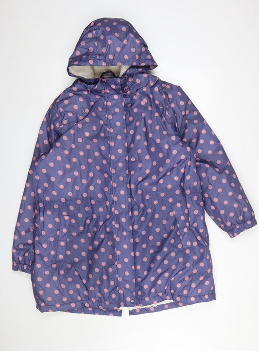 Cotton Traders Womens Blue Polka Dot Waterproof Rain Coat Size 18
