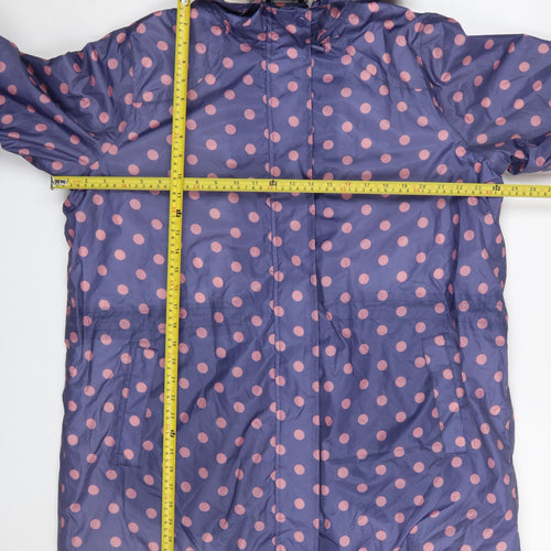 Cotton Traders Womens Blue Polka Dot Waterproof Rain Coat Size 18