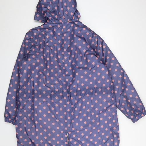 Cotton Traders Womens Blue Polka Dot Waterproof Rain Coat Size 18