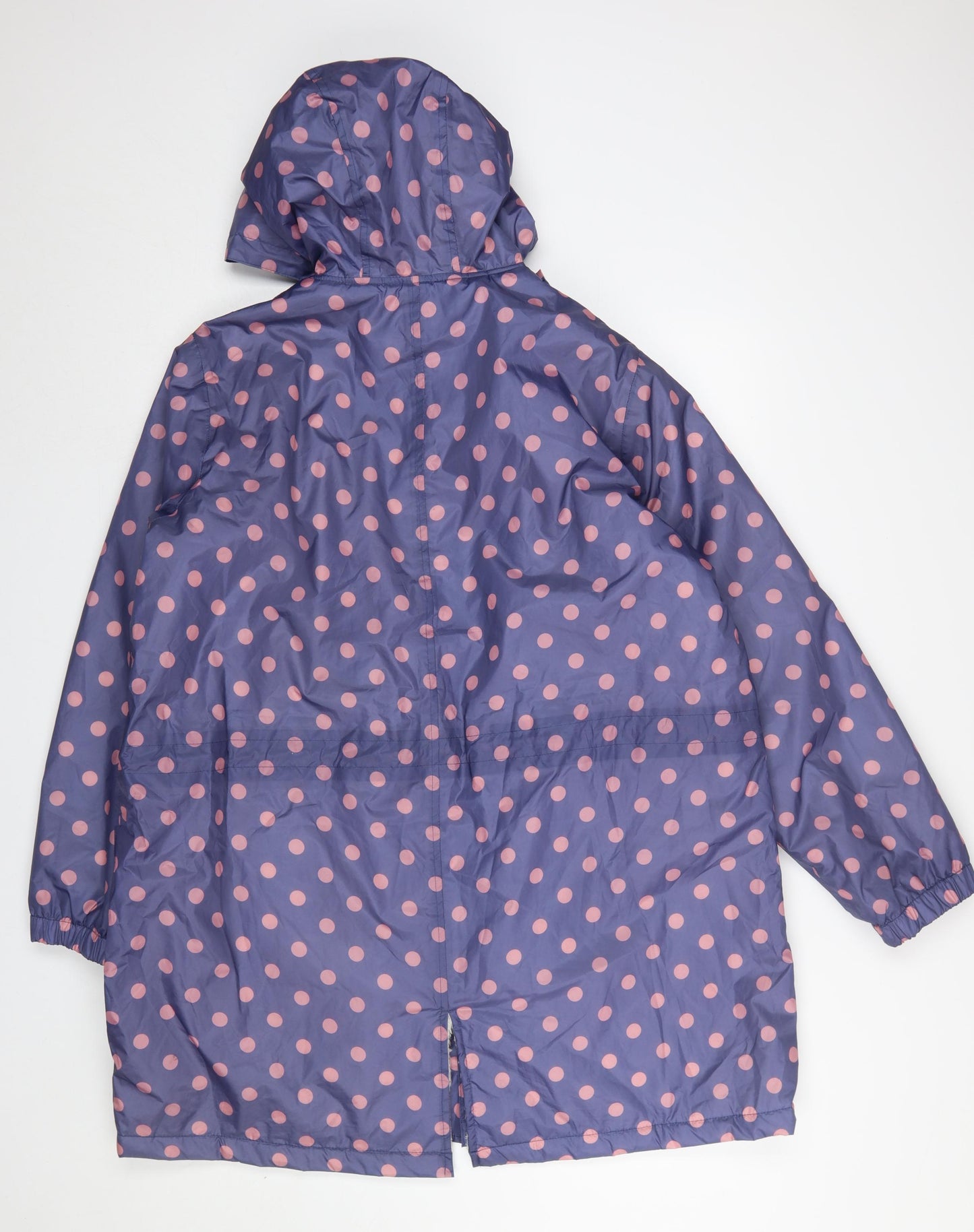 Cotton Traders Womens Blue Polka Dot Waterproof Rain Coat Size 18