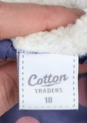 Cotton Traders Womens Blue Polka Dot Waterproof Rain Coat Size 18