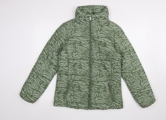 Marks and Spencer Women’s Green Animal Print Puffer Jacket Size 8