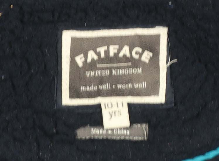 FatFace Boys Blue Quilted Checked Hooded Jacket 10-11 Years