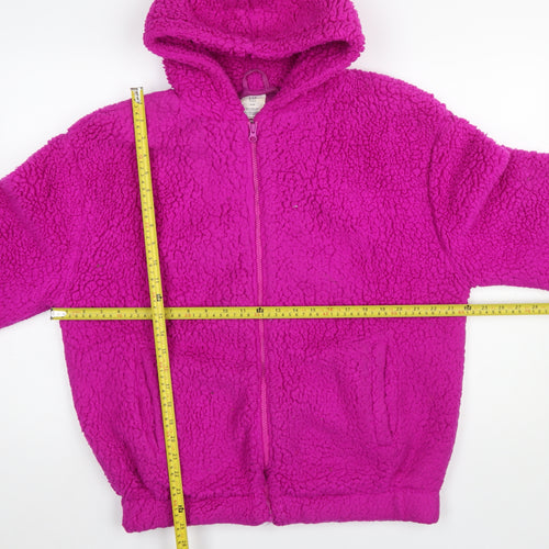 GAP Girls Pink Hooded Fleece Jacket 16-18 Years Lined Winter Zip Up