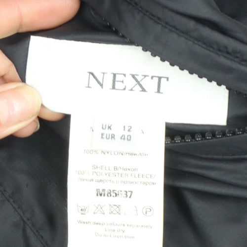 Next Women’s Black Hooded Puffer Jacket UK 12 Zip Winter Coat