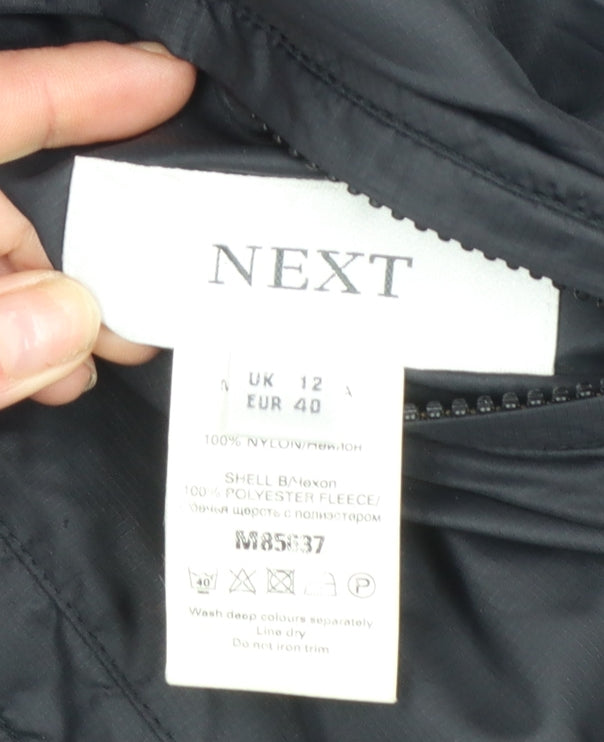 Next Women’s Black Hooded Puffer Jacket UK 12 Zip Winter Coat
