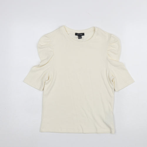 New Look Women’s Ivory Puff Sleeve Crew Neck T-Shirt Size 14