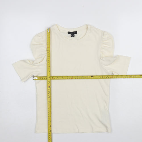 New Look Women’s Ivory Puff Sleeve Crew Neck T-Shirt Size 14