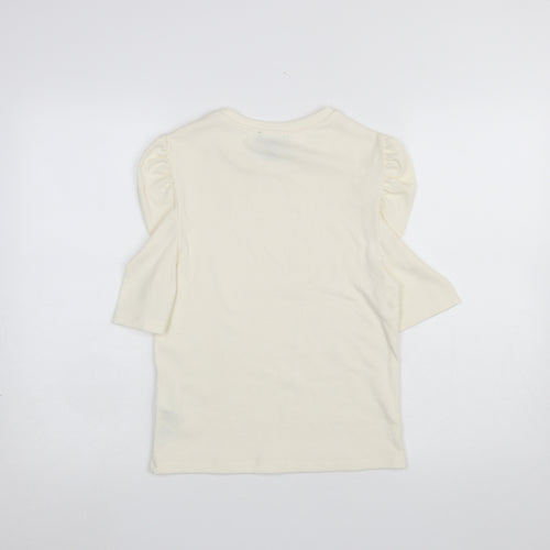 New Look Women’s Ivory Puff Sleeve Crew Neck T-Shirt Size 14