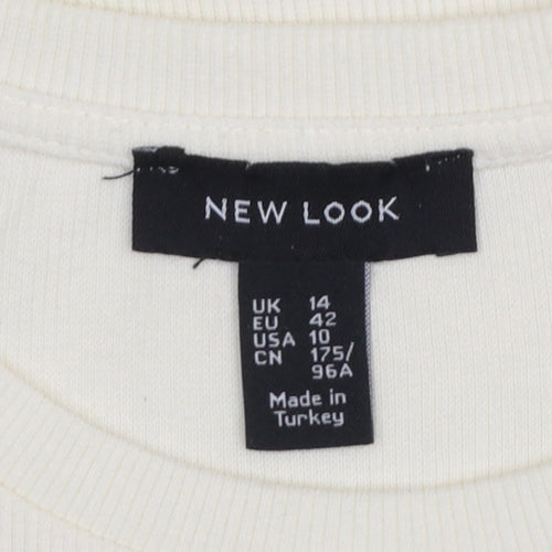 New Look Women’s Ivory Puff Sleeve Crew Neck T-Shirt Size 14
