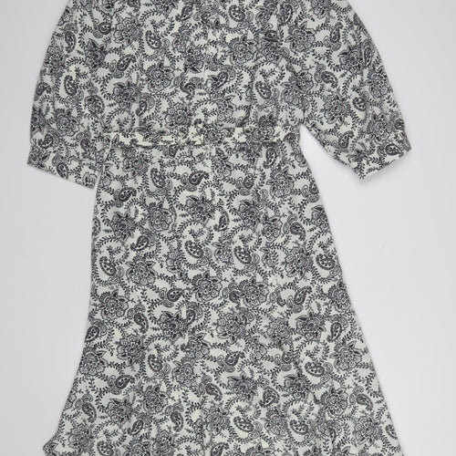 Marks and Spencer Women White Paisley Shirt Dress Size 14