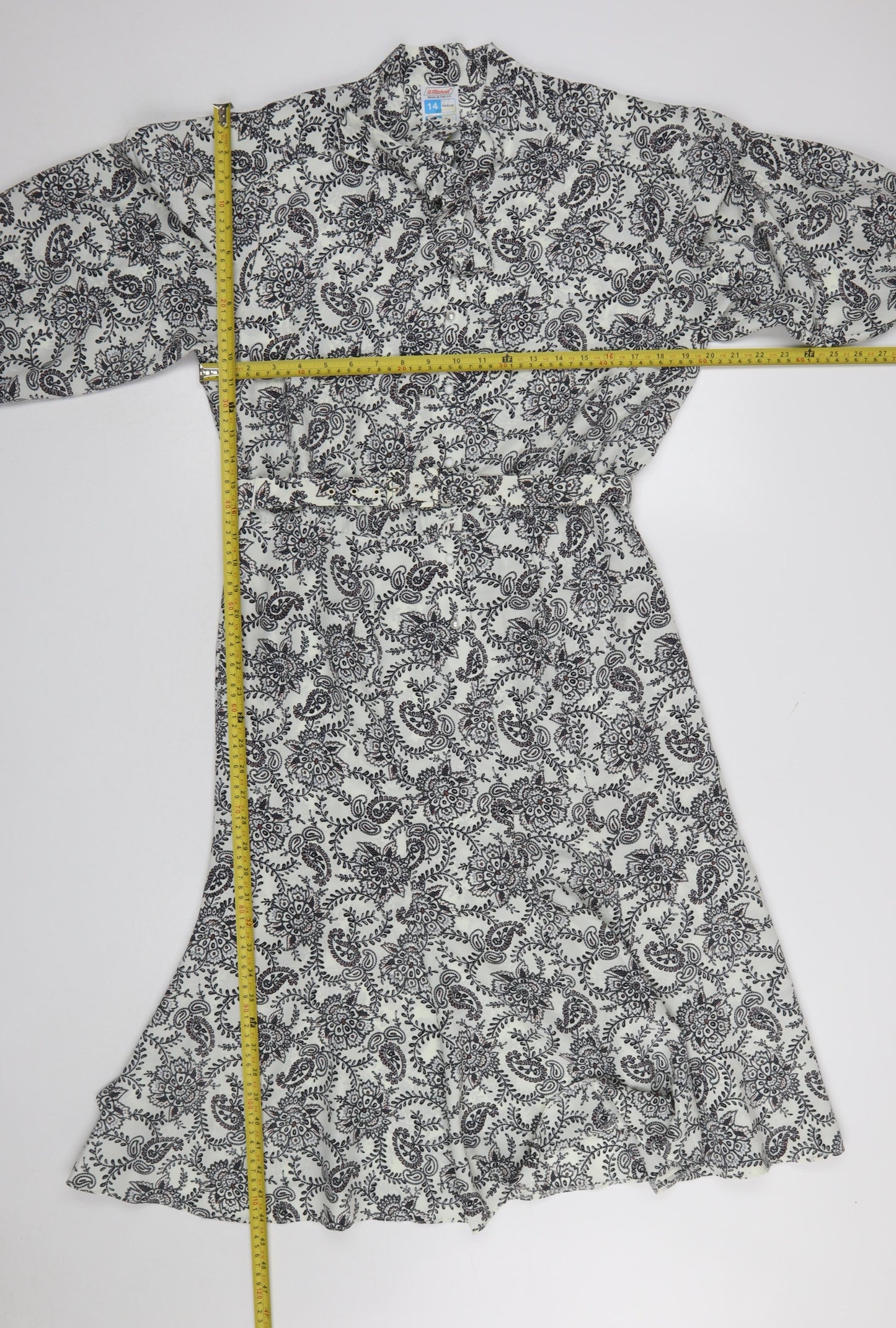 Marks and Spencer Women White Paisley Shirt Dress Size 14