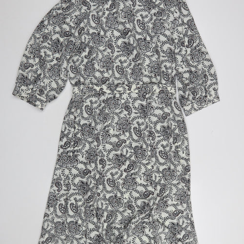Marks and Spencer Women White Paisley Shirt Dress Size 14