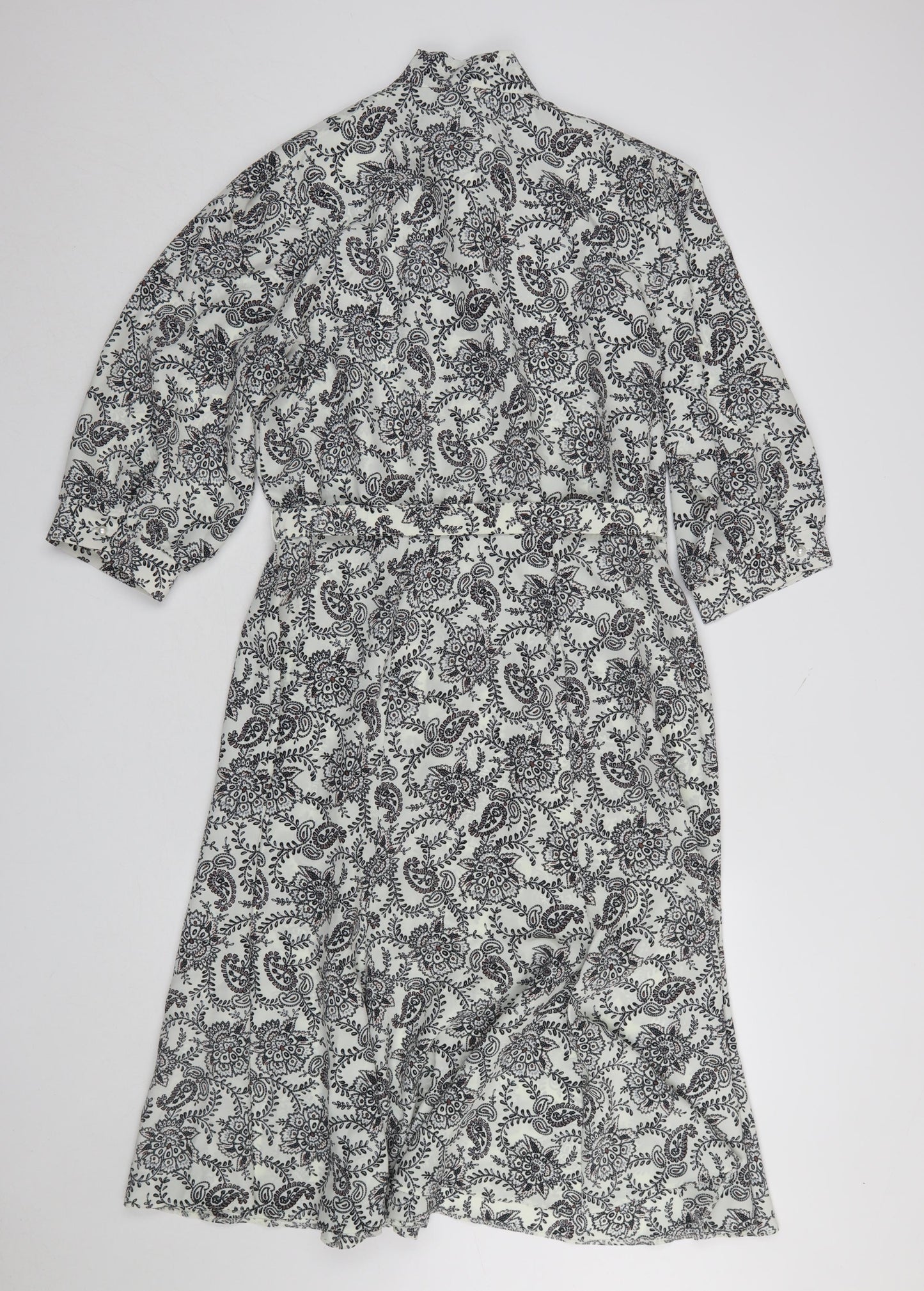 Marks and Spencer Women White Paisley Shirt Dress Size 14