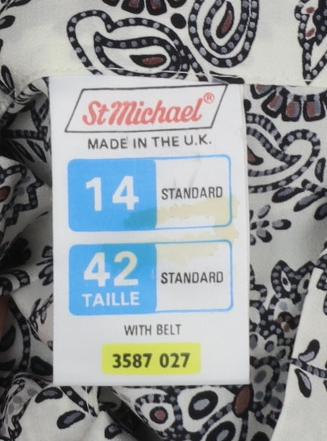 Marks and Spencer Women White Paisley Shirt Dress Size 14