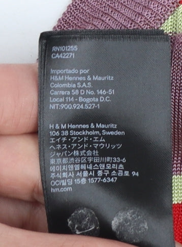 H&M Women’s Multicoloured Striped Long Sleeve Viscose T-Shirt Size 8