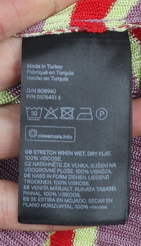 H&M Women’s Multicoloured Striped Long Sleeve Viscose T-Shirt Size 8