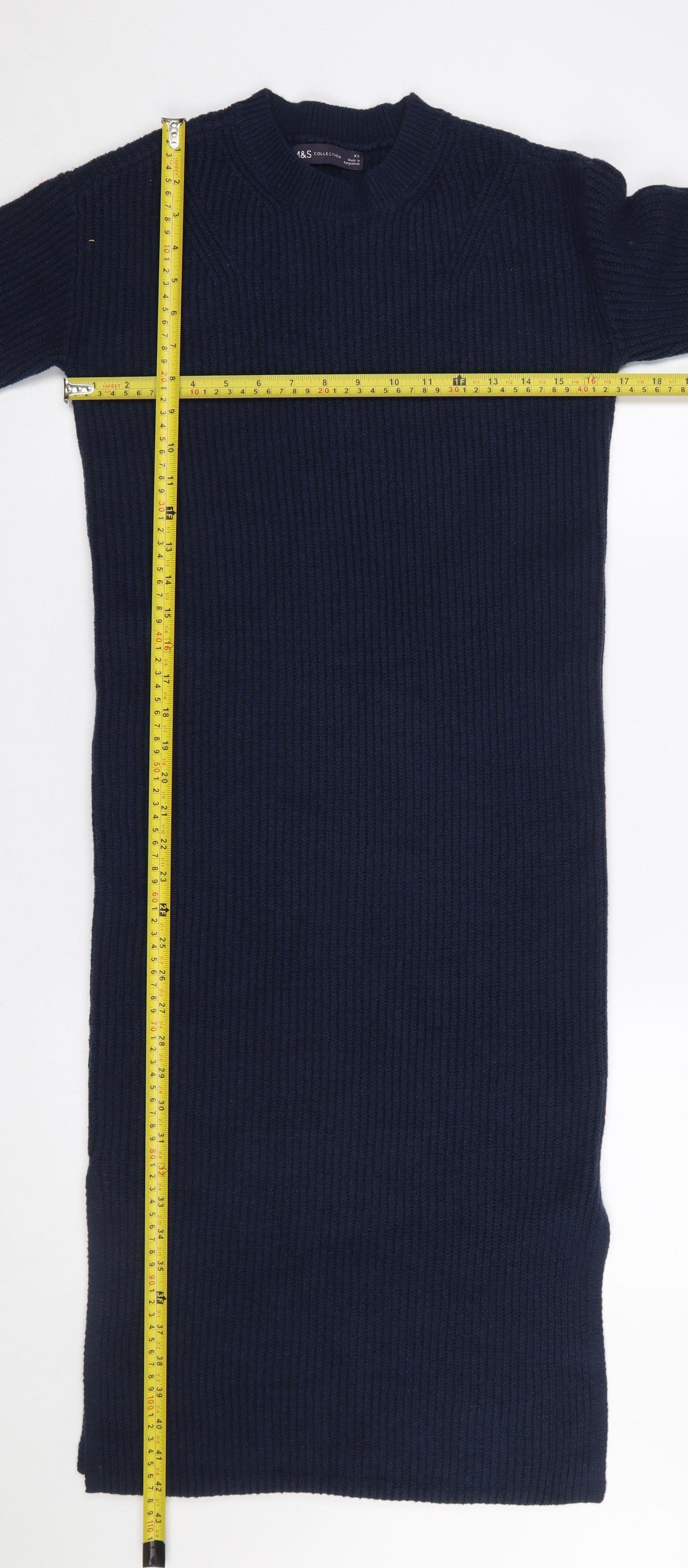 Marks and Spencer Women's Blue XS Long Sleeve Knit Jumper Dress