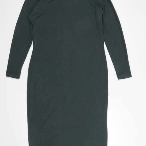 Linea Women Green Roll Neck Bodycon Midi Dress M