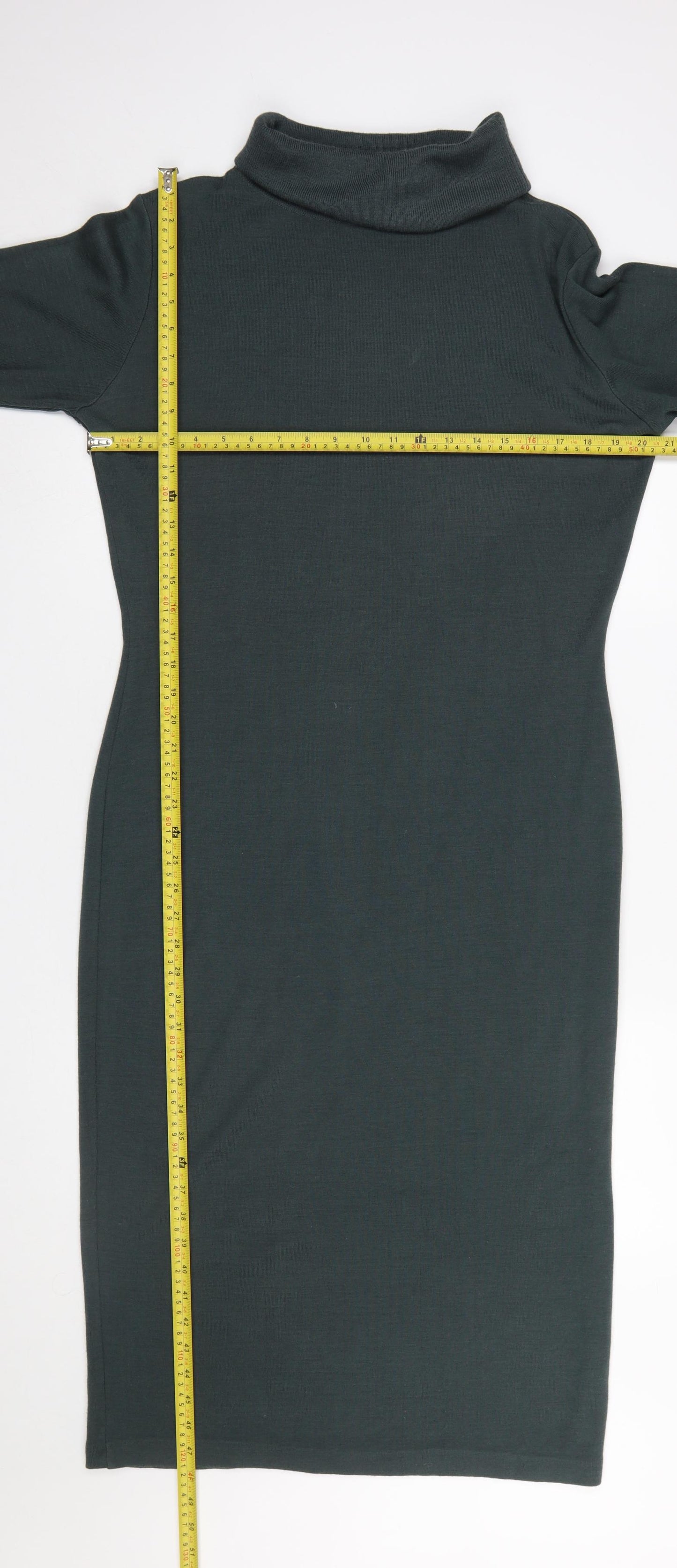 Linea Women Green Roll Neck Bodycon Midi Dress M