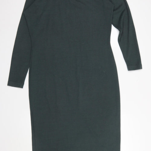 Linea Women Green Roll Neck Bodycon Midi Dress M