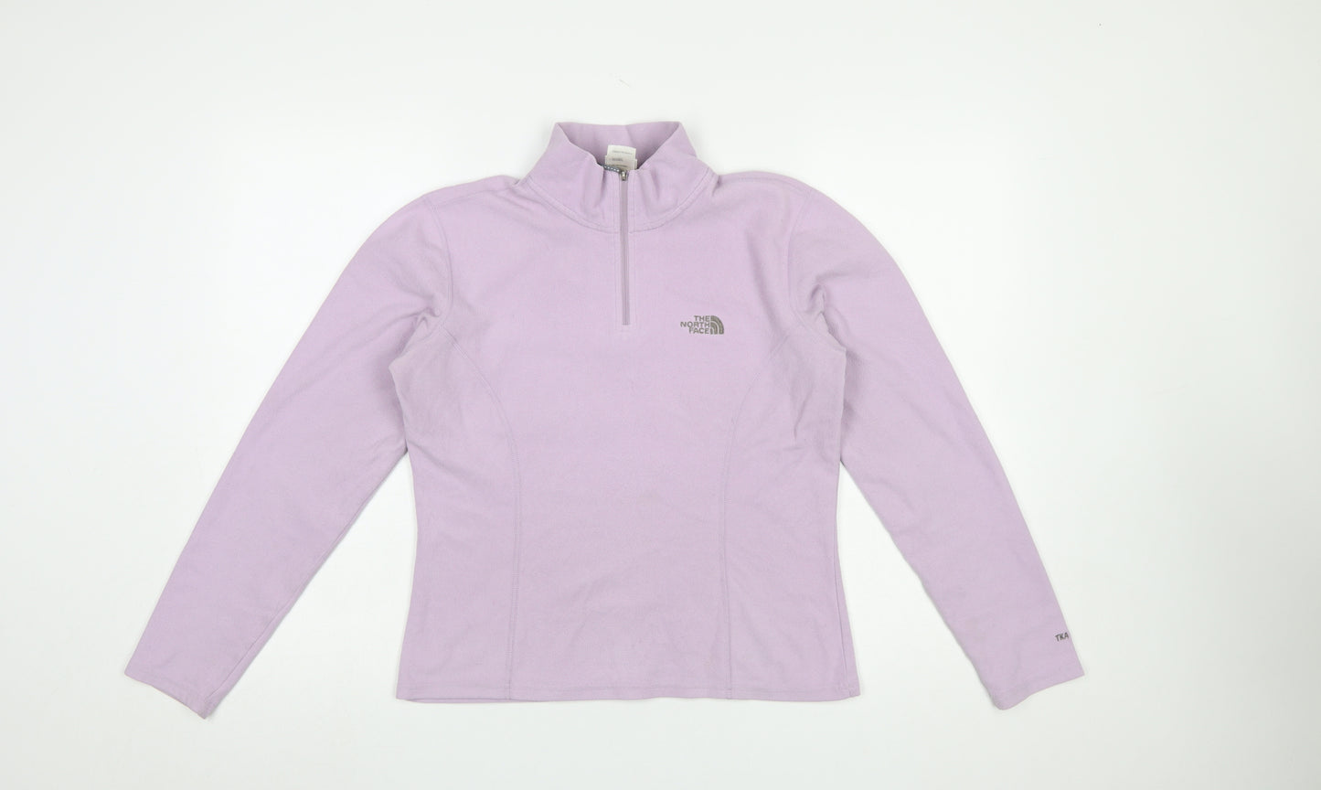 The North Face Women's Purple Fleece 1/4 Zip Pullover Sweatshirt S