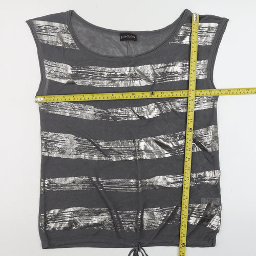 Principles Women’s Grey Metallic Striped Scoop Neck Tank Top Size 14
